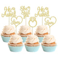 Gyufise He Asked She Said Yes Cupcake Toppers Gold Glitter Diamond Ring Heart Love Cake Picks for Wedding Engagement Party Cake Decorations 24 Pack