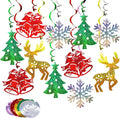 Christmas Hanging Swirls Decorations 30 Pack Sparkle Double Sided Red Green Party Merry Christmas Garland Foil Swirl Hanging Ceiling Ornaments Christmas Party Favors Xmas Holiday Party Decor Supplies