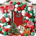 Christmas Balloons Garland Arch Kit, 85 Pcs Red Green White Balloons with Candy Elk Santa Claus Gift Box Mylar Balloons for Candy Theme Baby Shower Birthday Christmas party Decoration