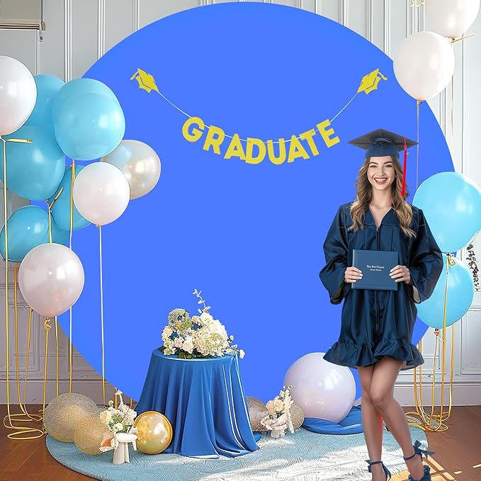 GALLETY Royal Blue 7.2FT Round Backdrop Cover for 5-7.2ft Stands - Polyester Adjustable Arch Decoration for Wedding, Party, Photography