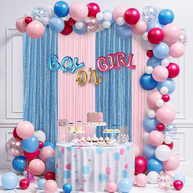 Birthday Backdrop Curtain Baby Blue Sequin Backdrop Drapes 6x8FT Shimmer Photo Wall Back Drop Cloth for Party Photography Background