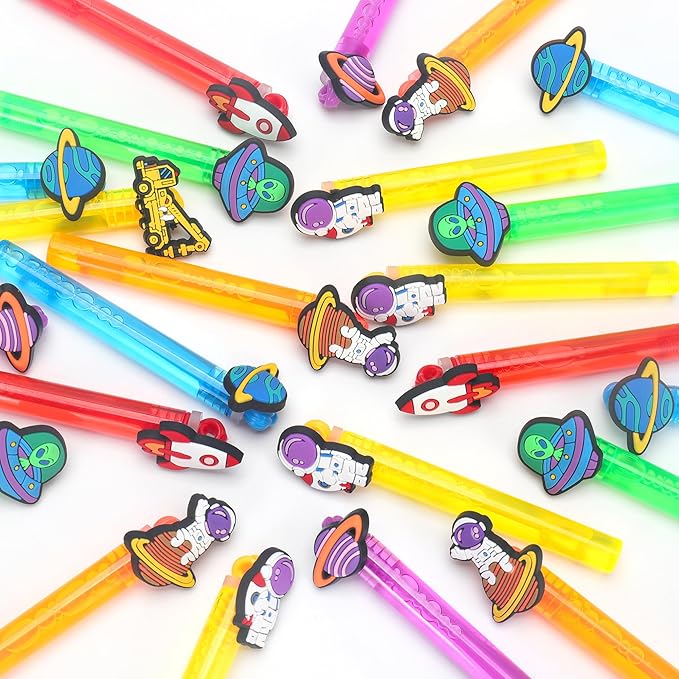 24Pcs Space Bubble Wands for Kids Astronaut Party Favors Supplies Decorations, Pinata Goodie Bag Stuffers & Classroom Prizes