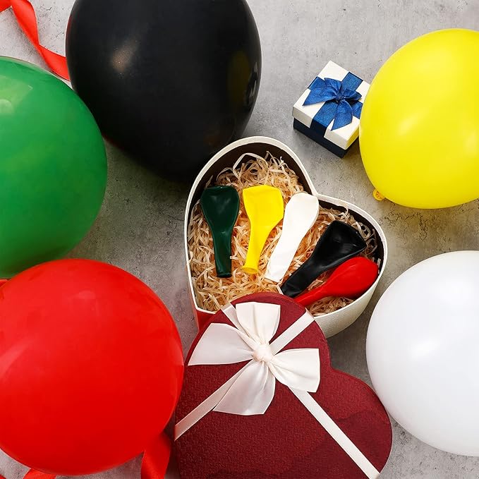 100 Pieces Juneteenth Day Latex Balloons Jamaica Rasta Reggae Red Green Yellow Black White Round Balloons for Black History Month 420 Party Freedom Day Party Favors