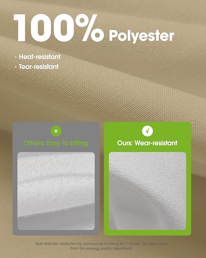 Pureegg Rectangle Table Cloth 60" x 84" – Durable Polyester Tablecloth Offers Reusable & Washable Protection, Ideal for Outdoor Party, Picnic, Wedding, Banquet and Birthday, Beige