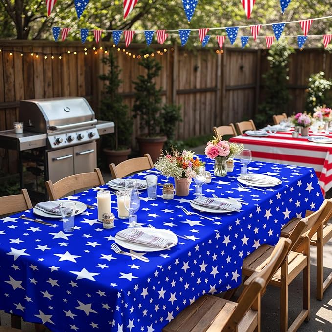 4th of July Party Decorations Set-American Flag Patriotic Theme Kit for Independence & Election Day Decorations, Disposable Plastic Tablecloth - for American Patriotic & 4th of July Decorations,2PCS