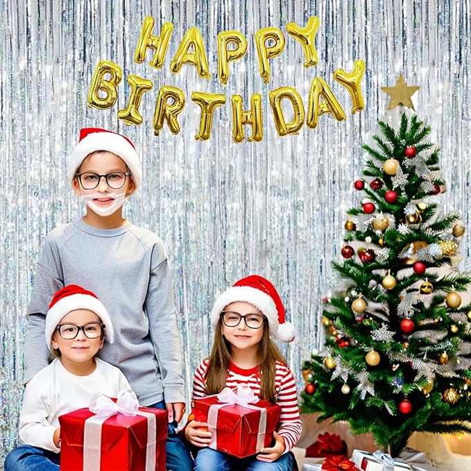 3 Pack Foil Curtain Backdrop 3.3x6.6 ft Tinsel Fringe Curtains for Parties Metallic Streamers Photo Booth Props,Wedding & Birthday,Holiday Decorations Disco,Bachelorette,Door Hanging Decor (Silver)