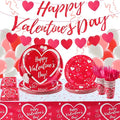 Jenaai 166 Pcs Happy Valentine's Day Party Supplies Valentine's Day Tableware Set Decorations Include Pink Love Banner Disposable Heart Plates Napkins Forks Cups Knives Spoons Balloons for Dinner