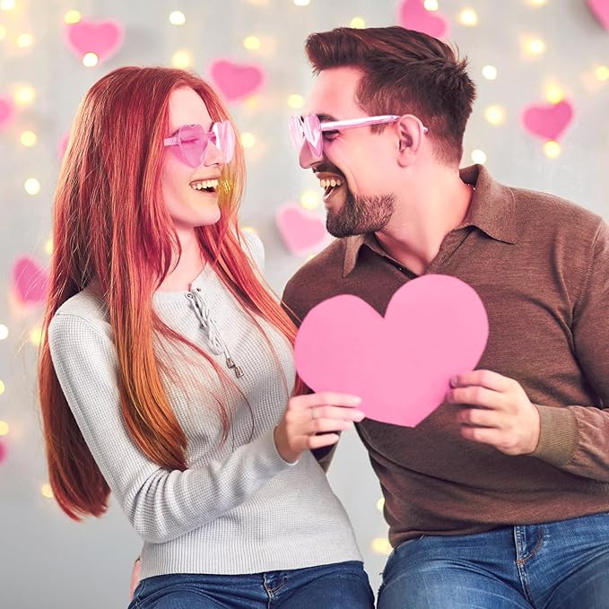 PLULON Heart Sunglasses for Women 5/12/25 Pcs, Heart Glasses Valentine Day Rimless Shaped Candy Color Fun Glasses Party Favor