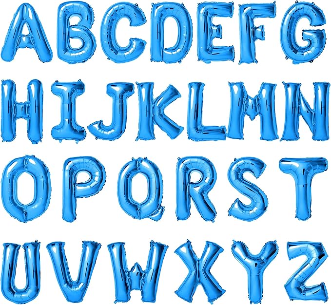 16 Inch Letter Balloons Mylar Foil Alphabet Letter A-Z Balloons Set for Wedding Birthday Party Decoration Banner 26pcs Pack (blue)