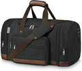 Wohlbege Duffle Bag for Travel,Overnight Weekend Gym Carry On Luggage Bag, 50L Canvas Travel Duffel Bag for Men Women, Expandable Spacious Travel Duffel Bag, Black