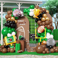 Football Balloon Arch Kit,135Pcs Green Brown Black Balloon Garland with Football,Helmet,Field Goal Post,Trophy Foil Balloons for Sports Rugby Birthday Big Game Touch Down Tailgate Party Decoration