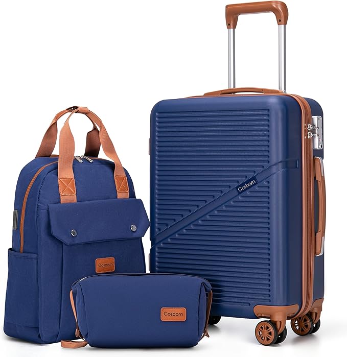 Cosbarn Carry On Luggage 22x14x9 Airline Approved, 20 Inch Carry on Suitcases with Wheels, ABS Lightweight Carry-on Luggage, Travel Suitcase Set with Wheels and TSA Lock
