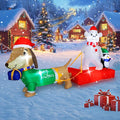 8FT Christmas Inflatable Outdoor Lighted Polar Bear & Penguins Carrying Dog Sleigh Decor, Sleigh-Riding Bear with a Candy Cane-Holding Penguin Yard Decor for Xmas Holiday, for Him, Her