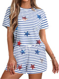 VILOVE 4th of July 2 Piece Sequin Outfits Women 250 Anniversary Usa Shirts and Short Sets Casual Patriotic Shirt Summer Set