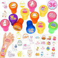 36PCS Easter Party Favors - 24PCS Pre-Cut Temporary Tattoos & 12PCS Stamps - Ideal Spring Egg Themed Birthday Card Decorations Supplies Goodie Bag Cute Rewards for Boys Girls Classroom Gifts Prizes