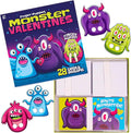 Kangaroo 28 Pack Monster Finger Puppets Valentines Day Cards with Envelopes Bulk - Funny Valentines Crafts Activities for Kids Classroom - Valentines Day Cards for Kids School Party Favors Goodie Bags Gift Ideas for Class