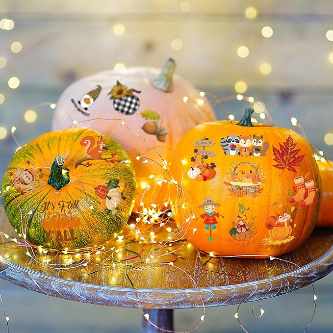 150 Pcs Fall Tattoos, Maple Leaves Pumpkin Fake Temporary Tattoos, Fall Thanksgiving Tattoos Autumn Stickers for Thanksgiving Decorations Gift Fall Party Favors Supplies Bags Fillers