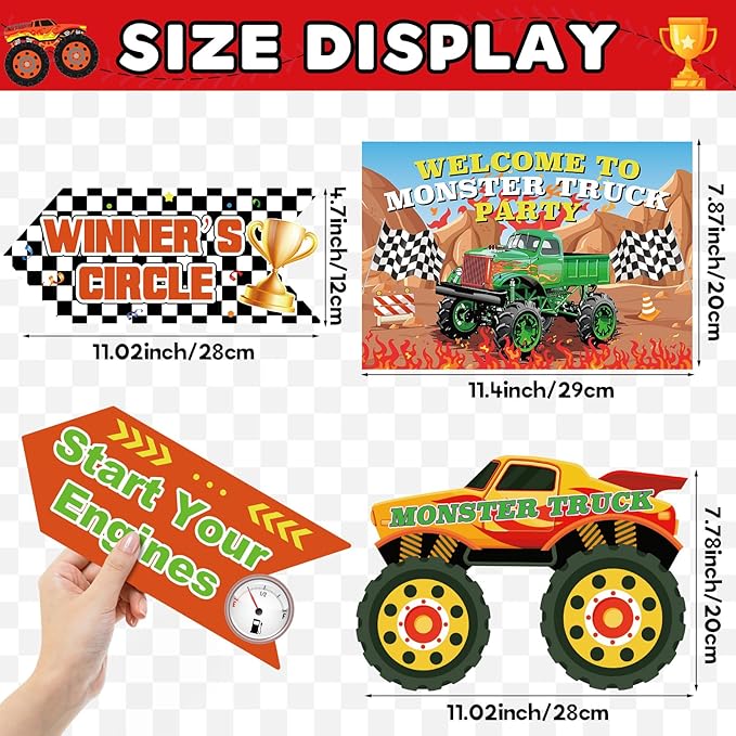 Hooqict 20 Pieces Truck Party Decorations Signs Welcome To Truck Birthday Party Supplies Classroom Wall Door Porch Yard Sign Car Backdrop