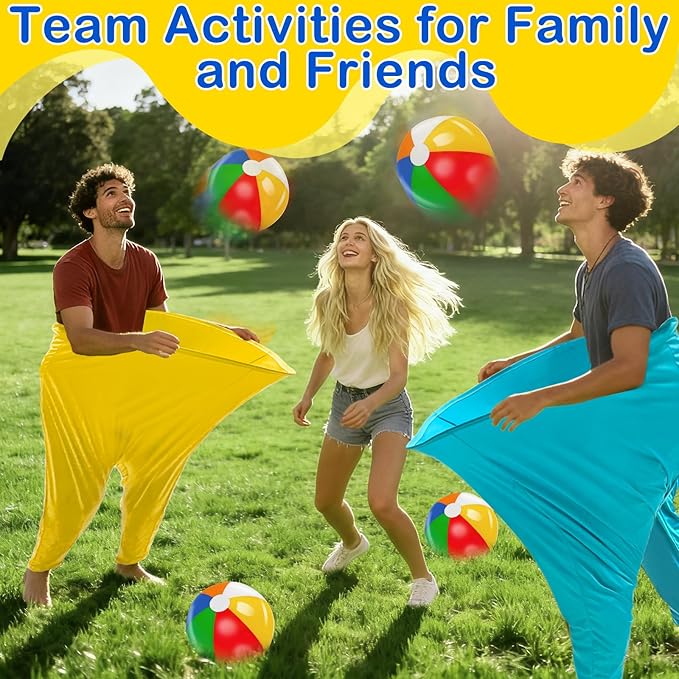 11 PCS Granny Pants Yard Game Easter Games Set, Oversized Blue & Yellow Pants With 8 Colorful Bouncy Balls & 1 Air Pump, Outdoor Tossing Games For Adults Family Easter Carnival Party Reunion Gathering