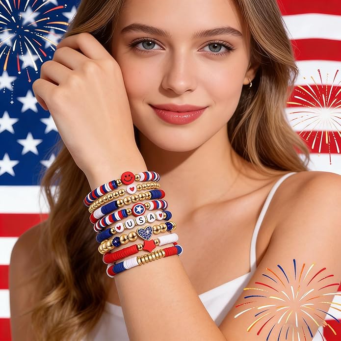 Surfer Heishi Bracelets for Women Stackable Rainbow Vinyl Disc Clay Beaded Stretch Bracelets Elastic Layering Friendship Bracelets Boho Summer Beach Jewelry