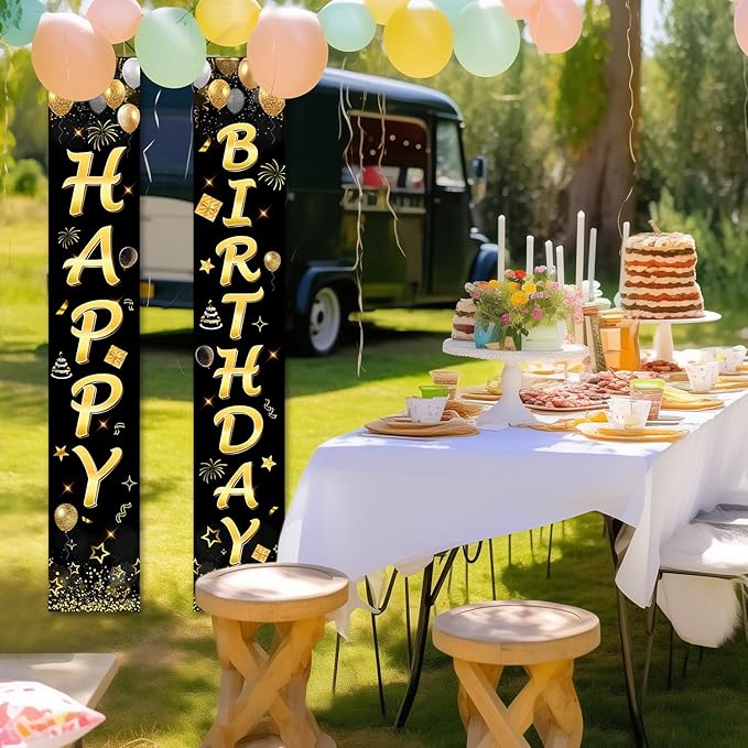 Birthday Decorations Banner, Happy Birthday Door Sign for Men Women Boys Girls Ideal Birthday Decorations Party Supplies Outdoor Indoor 72 x 12 Inch
