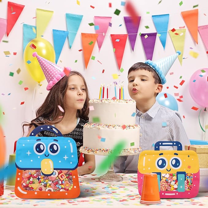 Lati Small Catoon 24PCS Birthday Party Favors Goodie Bags - Style Durable Plastics Gift with Handles for Candy Treats,Events