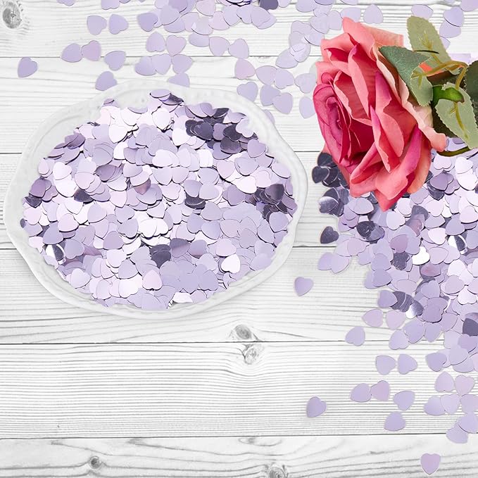 1500pcs/50g Valentines Day Hearts Confetti Decorations, Purple Metallic Foil Heart Table Confetti Glitter Heart Sequins for Valentine's Day Wedding Birthday Party Home Decoration