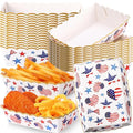 36 Pack Patriotic Plates Paper Food Trays Patriotic Food Boats Disposable American Flag Nacho Snack Taco Hot Dog Holder Serving Trays for Labor Day Veteran Day Party Decor Supplies(Star)