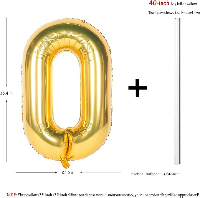 Letter Balloons 40 Inch Giant Jumbo Helium Foil Mylar for Party Decorations Gold O
