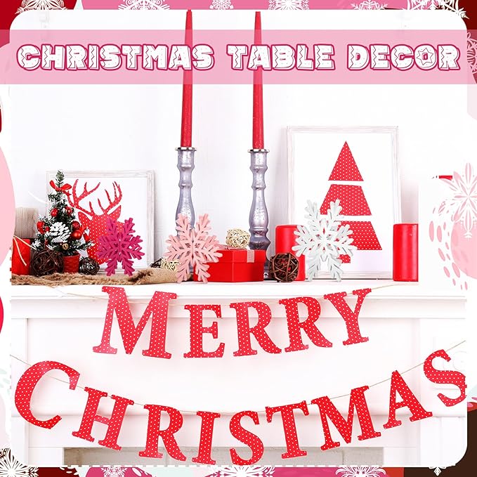 Bucherry 12 Pcs Wooden Snowflake Table Decor 3D Snowflake Tabletop Signs and Centerpiece for Christmas Xmas Winter Wonderland Decorations Home Party(White, Pink, Rose Red)