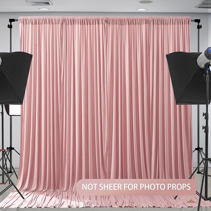 Rose Backdrop Curtains-Wrinkle-Free Polyester Photography Drapes Party Curtain Background for Baby Shower Wedding Decorations- 16 X10FT