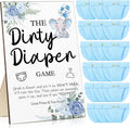 Roowest 51 Pcs Dirty Diaper Baby Shower Games Funny Wooden Sign with 50 Pcs Mini Diapers Cute Felt for Gender Reveal Party Baby Shower(Blue Elephant)