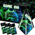 Video Game Table Cloth Video Game Birthday Decoration,3pcs Neon Plastic Waterproof Gaming Table Covers for Boy Kids Player Geek G-AME Party Decoration