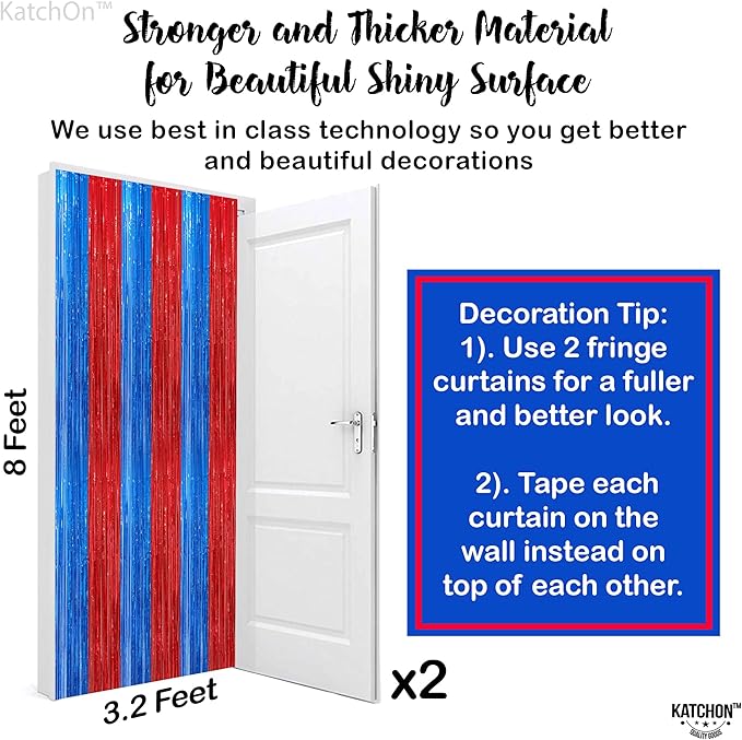 KatchOn Xtralarge Streamers - Red & Blue, 8x3.2 Feet | Fringe Curtain, Party & Carnival Decorations - Circus Theme