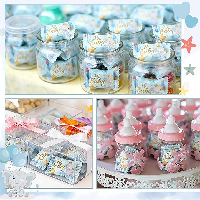 Naucoos Blue Elephant Baby Shower Candy - 26.5 oz. Bag - 150 Individually Wrapped Hard to Soft Mints It's a Boy Blue Candy for Baby Shower Gender Reveal Party Favors Recovery Goodie Bags