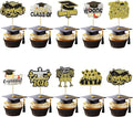 Gyufise 36Pcs 2026 Graduation Cupcake Toppers Glitter Class of 2026 Diploma Graduation Cap Cupcake Picks Class of 2026 Cake Decorations for 2026 Grad Theme Party Supplies