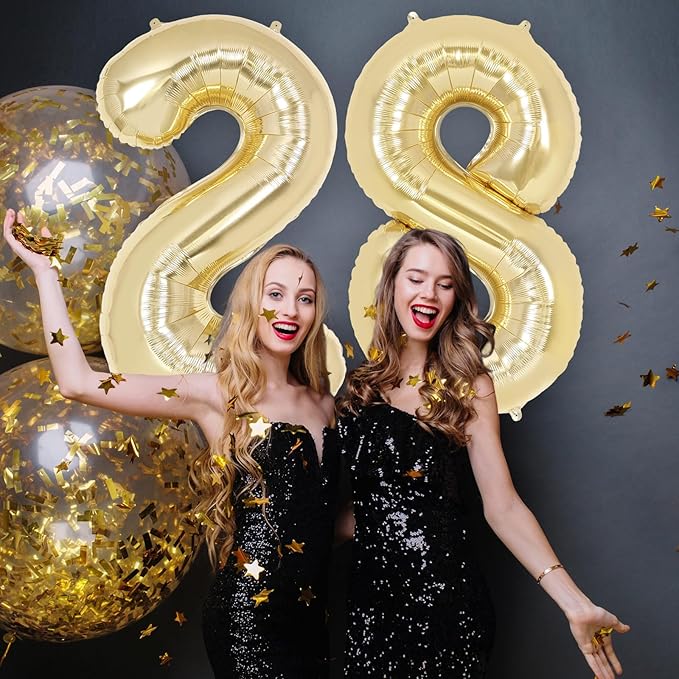 Light Gold Number 8 Balloon 40 Inch, Big Large Foil Helium White Gold Number Balloons, Giant Mylar Number 8 Balloons for 8 Year Old Birthday Party Decorations Supplies Anniversary