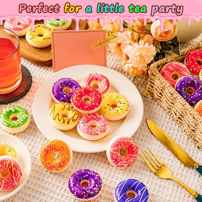 52 pcs Rainbow Donut Stress Balls Mini Stress Relief Ball Foam Donuts Party Favors for Birthday Party Shop Decoration (13 Colors)