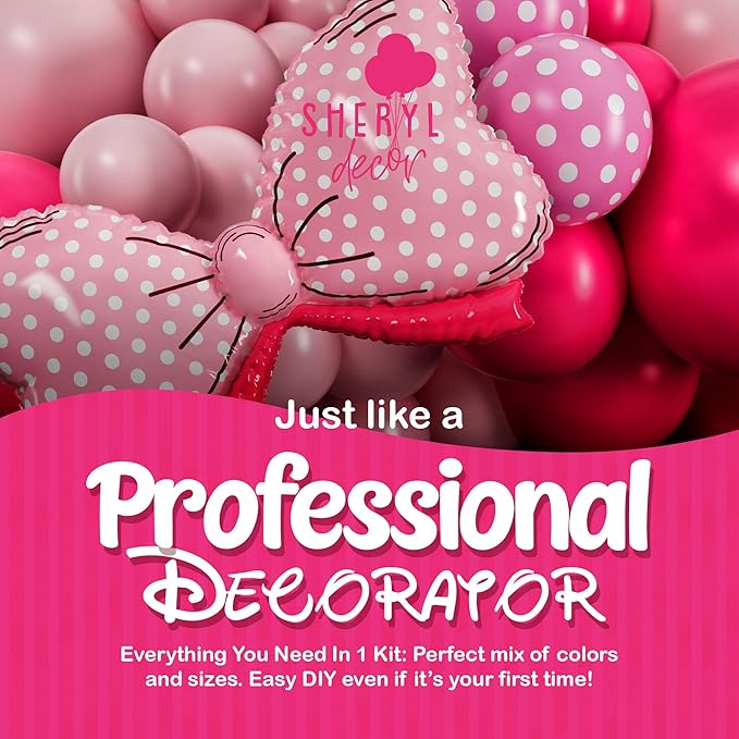 ALL-IN-1 Minnie Balloon Arch Kit with BONUS Bow & Mouse Head Balloons - Mini Mouse Balloons for Birthday Decorations & Oh Twodles Birthday Party Supplies Girl - Minnie Birthdays Party, Baby Shower