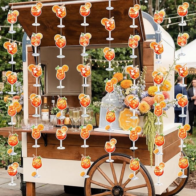 Xinnun Margarita Party Decorations Spritzy Bar Hanging Banners Orange Citrus Retro Cocktail Garlands Tequila Cutout Ribbon Streamers for Cocktail Bachelorette Bridal Shower Engagement Wedding Supplies