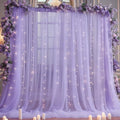 10x8ft Purple Tulle Backdrop Curtain with Lights String for Parites, Sheer Backdrop Curtains for Wedding Baby Shower Birthday Party Photo Shoot Decorations
