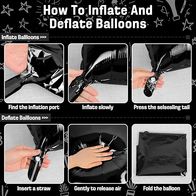 Black and White Square Foil Balloons Wall, Double Sided Chrome Black White Balloons Tunnel Arch Kit Backdrop for Checkerboard Racing Themed Birthday Graduation Wedding Party Decorations