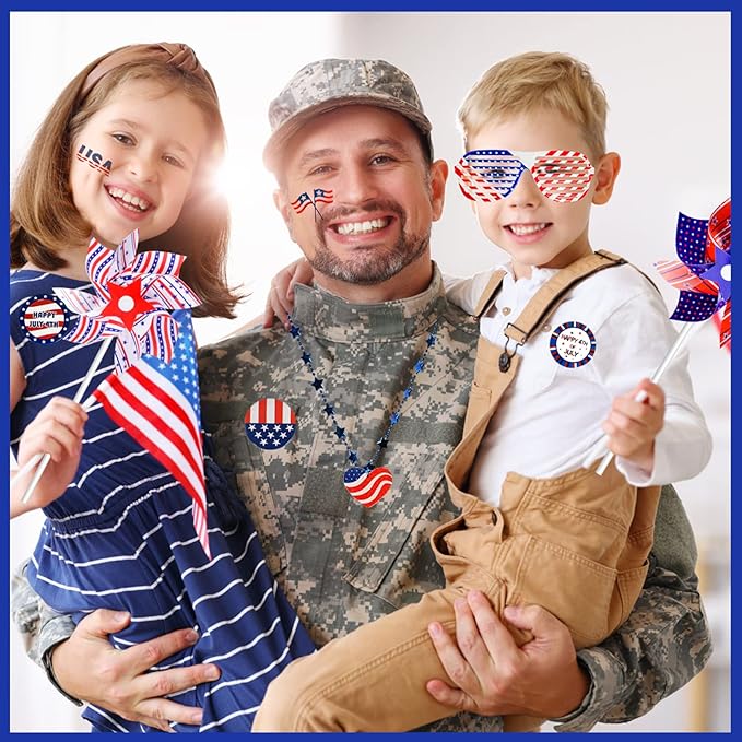 MGparty 4th of July Accessories, 138Pcs Patriotic Party Favors Supplies Set Fourth of July Decorations Independence Day Celebrations Memorial Day Decor Classroom Prizes for kids