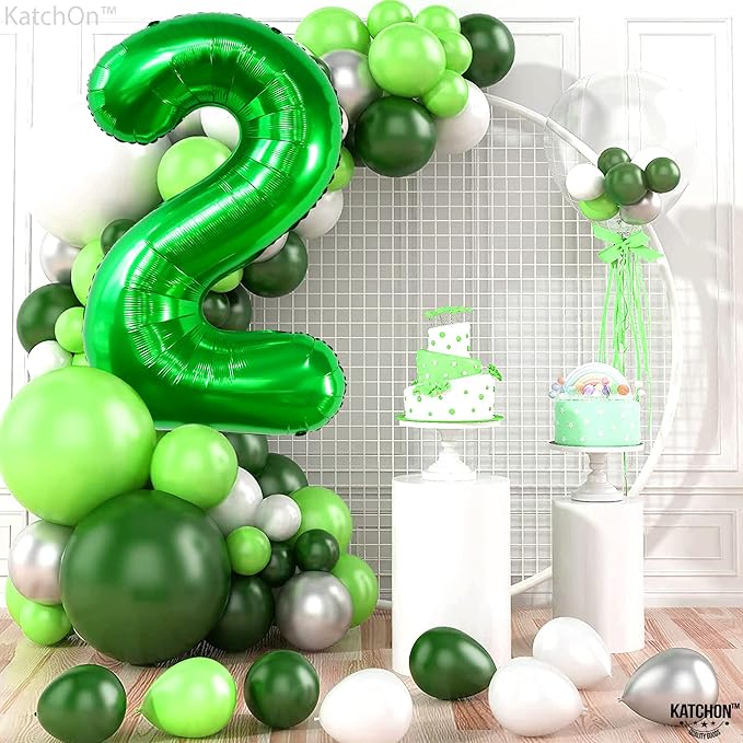 KatchOn Giant Green Number 2 Balloon, 40 Inches, Perfect for 2nd Birthday Decorations, Tractor Party Supplies, Dinosaur Theme