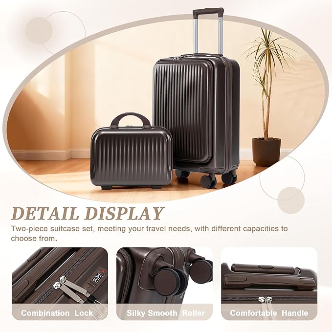 20/14 Inch Hardside Luggage, Durable ABS Suitcase with Spinner Wheels