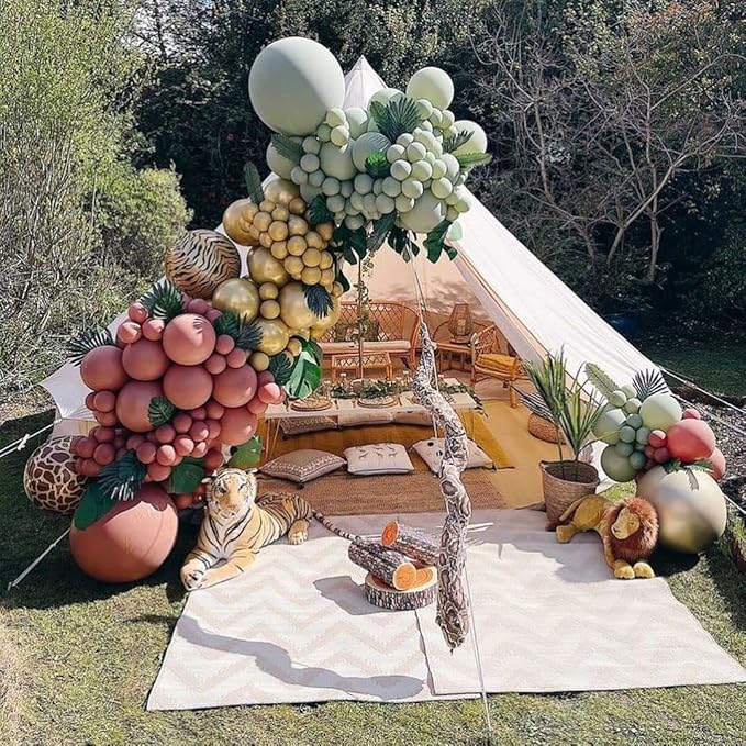 PageebO Sage Green Brown Balloon Arch Kit for Woodland Baby Shower Decoration Birthday Wedding Engagement Anniversary Picnic or Any Friends & Family Party Decorations