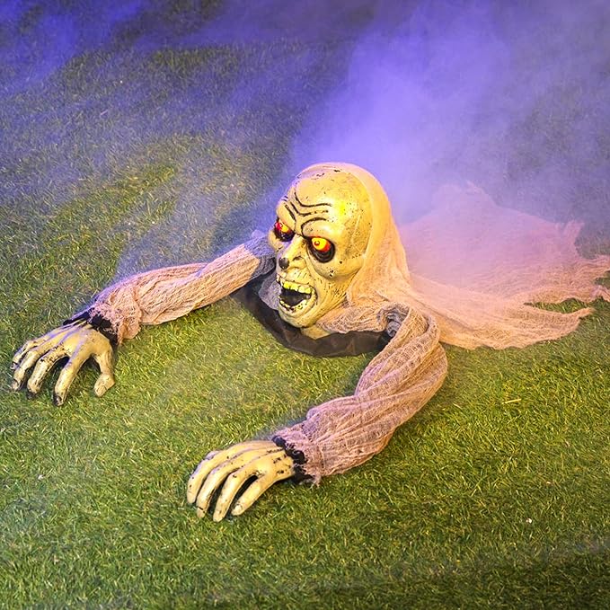 JOYIN Zombie Halloween Decoration Outdoor Groundbreaker with Sound and Flashing Eyes, Scary Halloween Graveyard Decor for Yard Garden, Outside Lawn Haunted House Prop