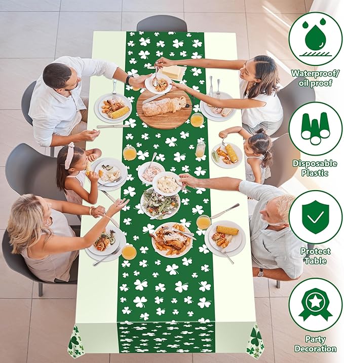 OHOME 2 Pack St Patricks Day Decorations - St Patrick's Day Tablecloth | St Patricks Day Accessories - St Patty's Day Accessories | Shamrock Decorations - St. Patrick's Day Decor Party Favors