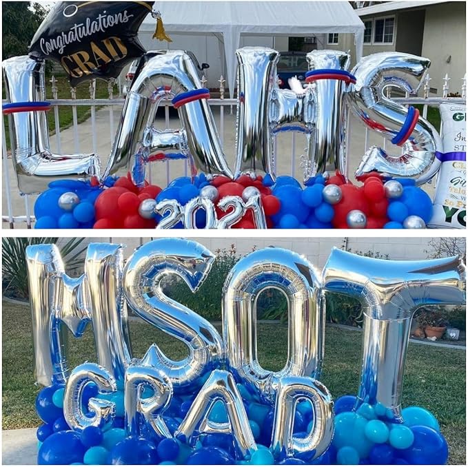 Silver Letter R Balloons 40 inch Large Alphabet R Balloons Silver Helium Foil Letter Balloon Banner for Birthday Party Anniversary Wedding Decoration
