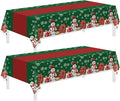 Childom 2 Pack Christmas Tablecloth,Disposable Plastic Tablecloth 54" x 108" Christmas Decorations Xmas Party Supply,Snowman Green Table Cloth,Plastic Table Cover for Indoor,Outside,Home,Dinner,Party